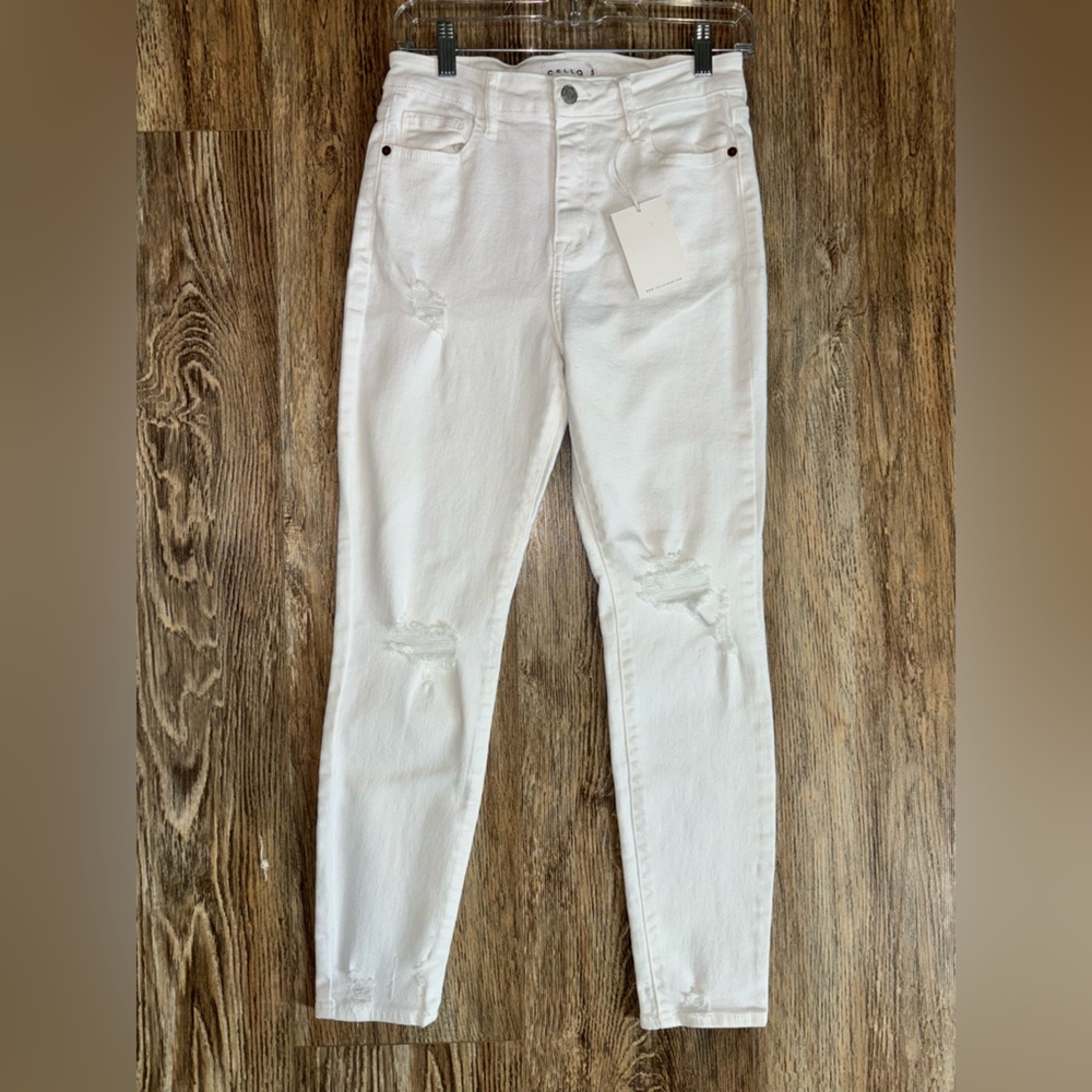Cello White High Rise Distressed Skinny Jeans NWT💓 Size 5